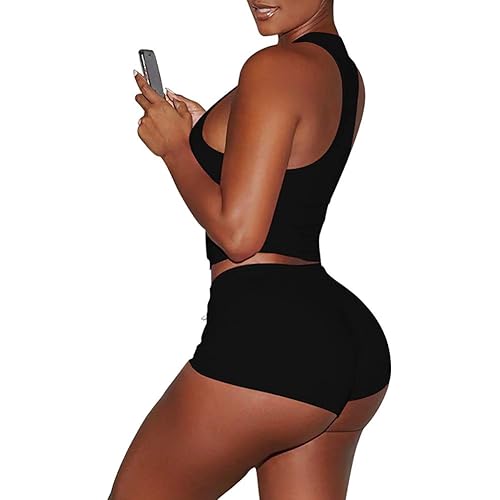 Adogirl Casual Women's 2 Piece Set - Sexy Outfits Crop Top + Shorts Tracksuit