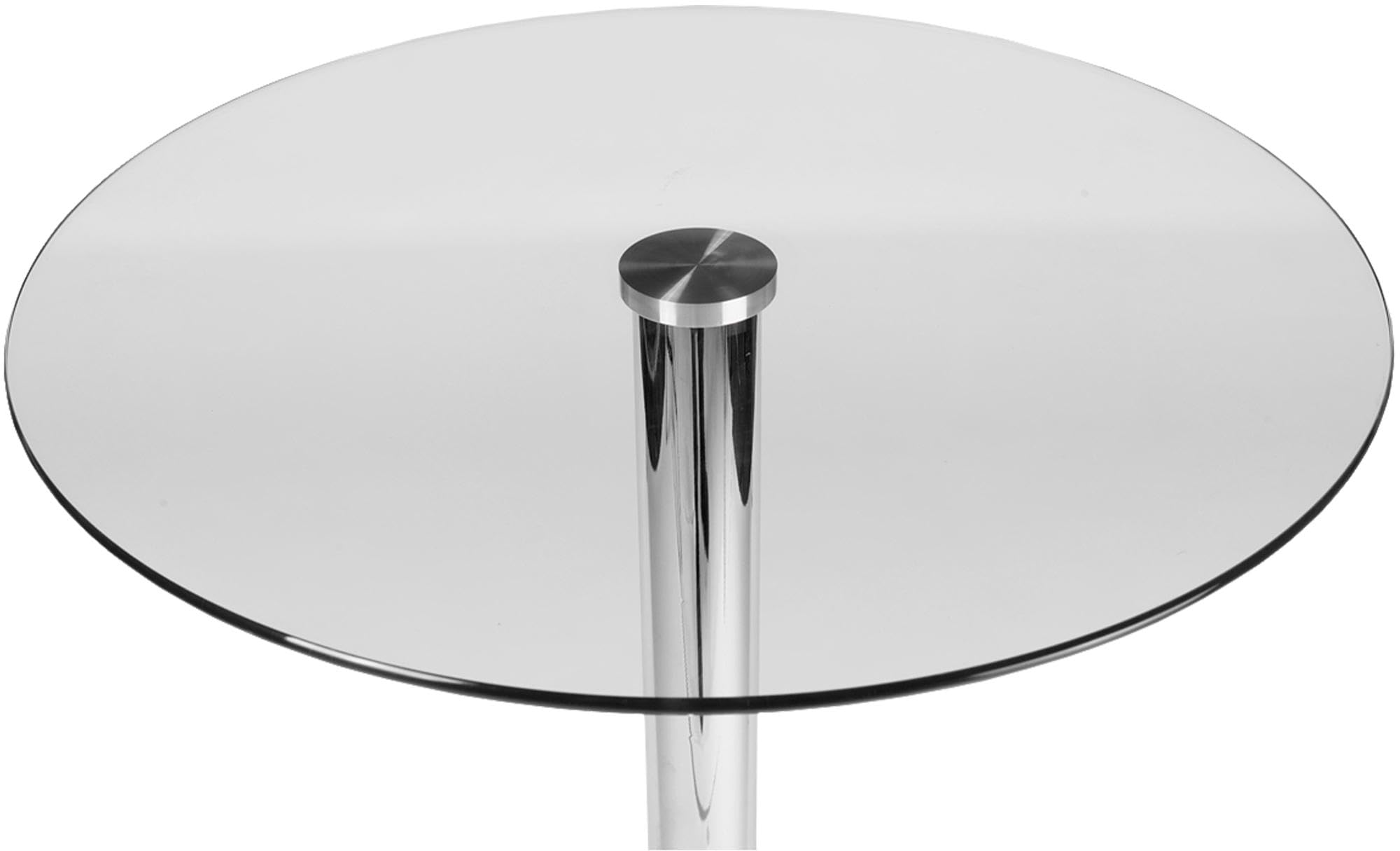 CLP Tavolo In Vetro Rotondo Di Sicurezza Ø 60 CM, H 70 CM I Tavolo Bar Con Piedistallo In Metallo Cromato I Tavolino Appoggio Moderno, Colore:vetro trasparente