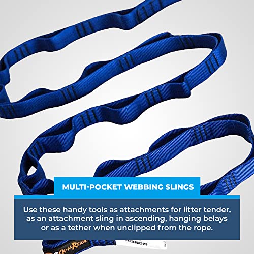 Rock-N-Rescue Daisy Chain - 60 Inches Long, 15 Pockets, 15.5 Kn, Nylon Multi-Loop Sling, Made In Usa, Rock Climbing, Firefighter, And Rescue Gear, Blue #TOP3