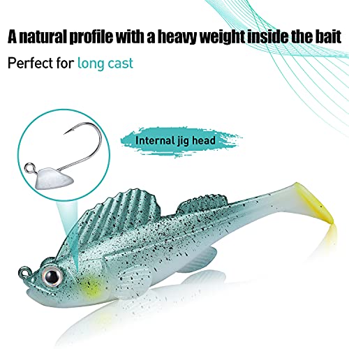 Truscend Fishing Lures For Bass Trout Jighead Lures Paddle Tail Swimbaits Soft Fishing Baits Freshwater Saltwater Jigging Bass Fishing Lures #TOP2