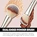 KISS NEW YORK Professional Dual Ended Powder Brush, All Over Face Application, Easy Sculped Look with Angled Powder Brush for Blush, Setting Powder, Contour
