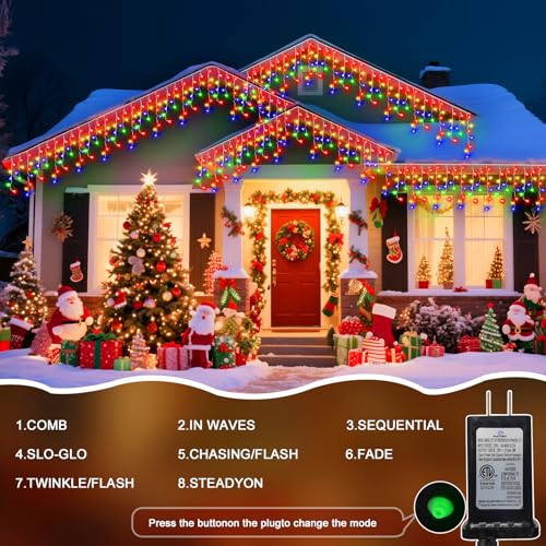JDGJYDS 98 Ft Ice Light for Outside, 900 LED Christmas Lights Outdoor Plug in, Christmas Ice Lighting with 8 Modes & Timer for Holiday, Party, Wedding, House, Patio, Outdoor Decor(Multicolor) by JDGJYDS - Image 3