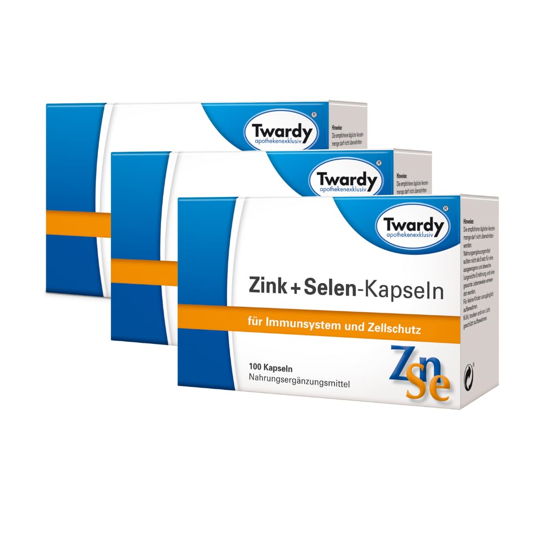 Astrid Twardy Zink + Selen-Kapseln 3x100 Stück, Nahrungsergänzungsmittel für Immunsystem und Zellschutz, glutenfrei, laktosefrei, essenzielle Spurenelemente