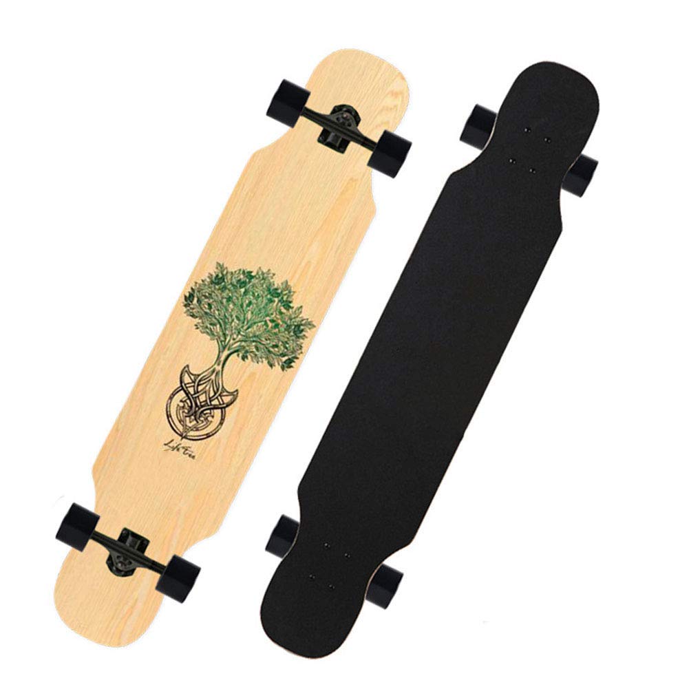 SYCHONG Longboard - Skateboard Complete Board Drop-Through Cruiser Board with Carbon Steel Bearings, Long Board Brush Road Wheel, Capacity 200Kg, for Teenagers And Adults