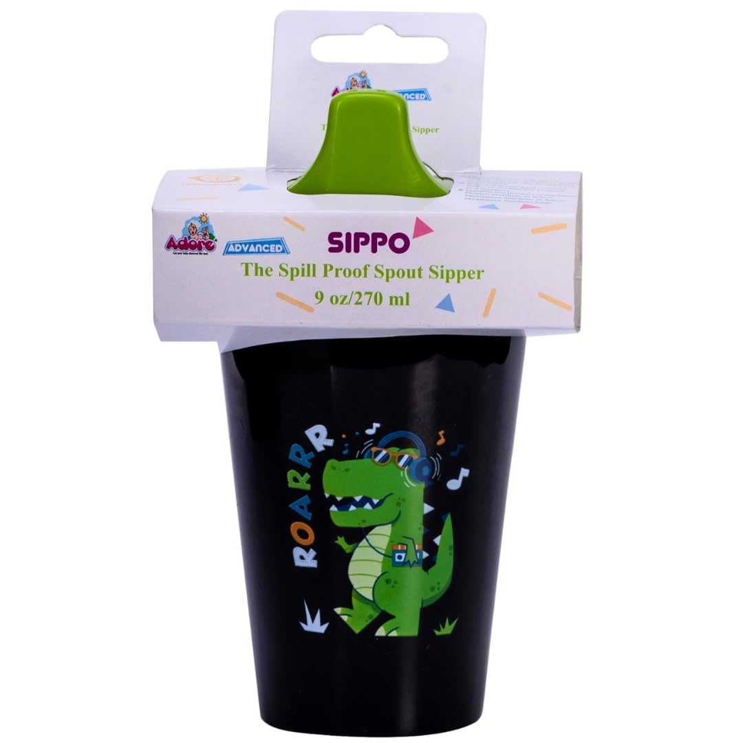 SIPPO- Lift N Sip Sipper-Leak Proof, Drip Proof Cup Training Drinking Cup (Black)