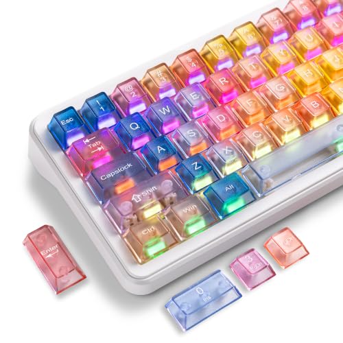 Image of dagaladoo Clear keycaps Set,Translucent Keyboard keycaps,Jelly Key caps | Shine Through keycaps,Cherry Profile Custom keycaps for Mx Switches Mechanical Keyboard(Sunset,115-keys)