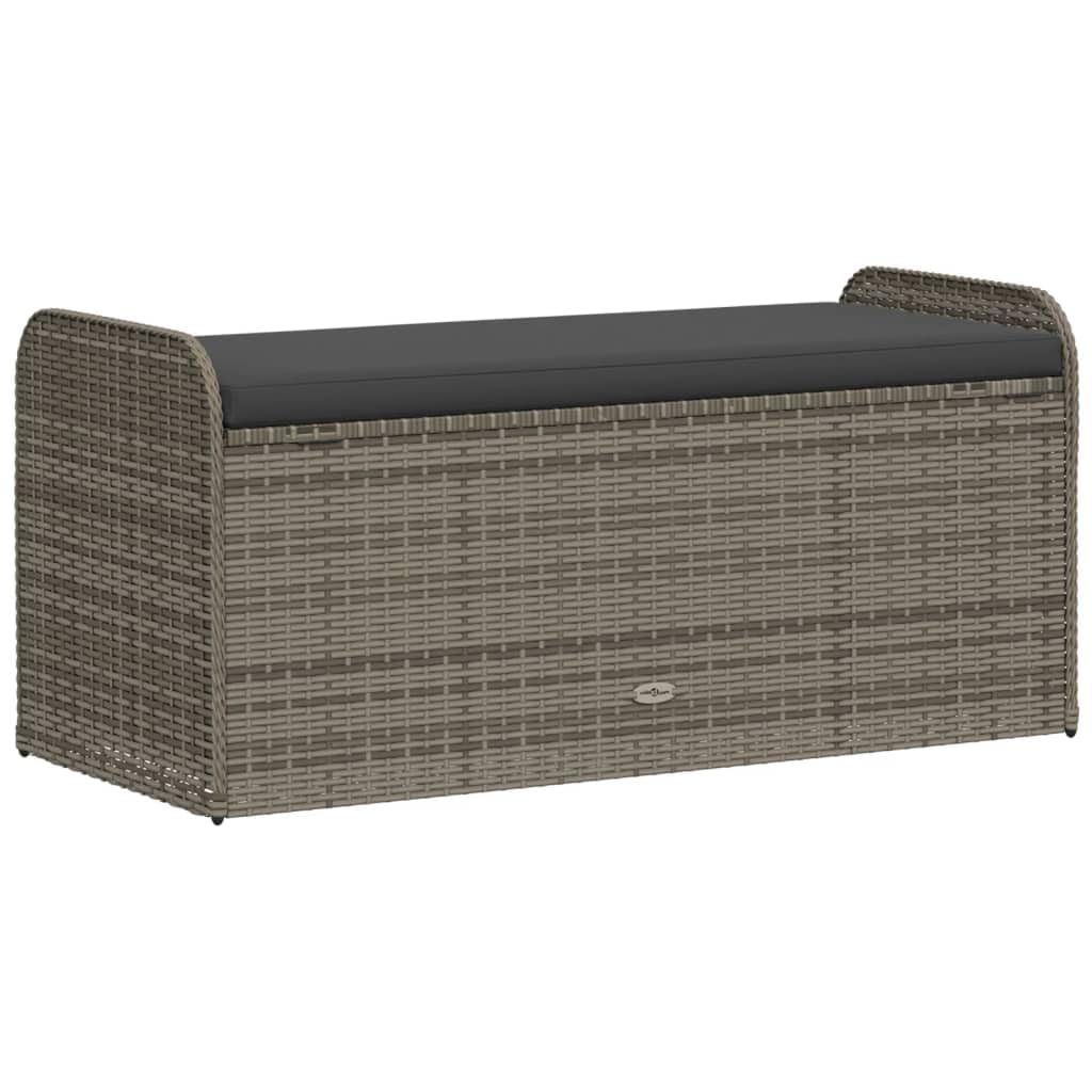 Tomostar Aufbewahrungstruhe für den Außenbereich, Bank, Aufbewahrungsbox mit Kissen, grau, 115 x 51 x 52 cm, Polyrattan
