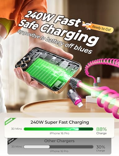 Câble USB C vers Lightning 240W en nylon tressé haute performance pour iPhone