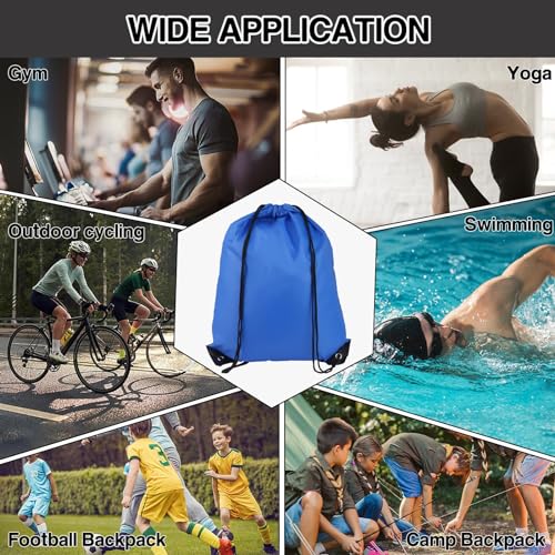 Image of MAKABEE Drawstring Backpack 6Pcs Drawstring Gym Bags Black Draw String Bags Backpack for Sports, Gym, Travel, Swimming, Beach (6 Colors)