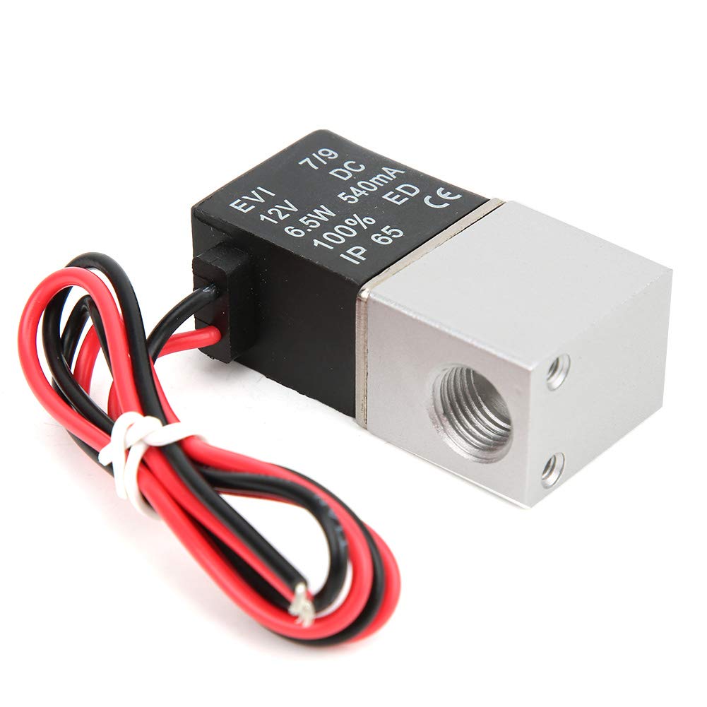 12V DC Solenoid Valve,Air Water Oil 2 Position 2 Way Aluminum Alloy Electric Solenoid Valve,IP65 Waterproof Quickt Response Control Valve Replacement (G1/4)