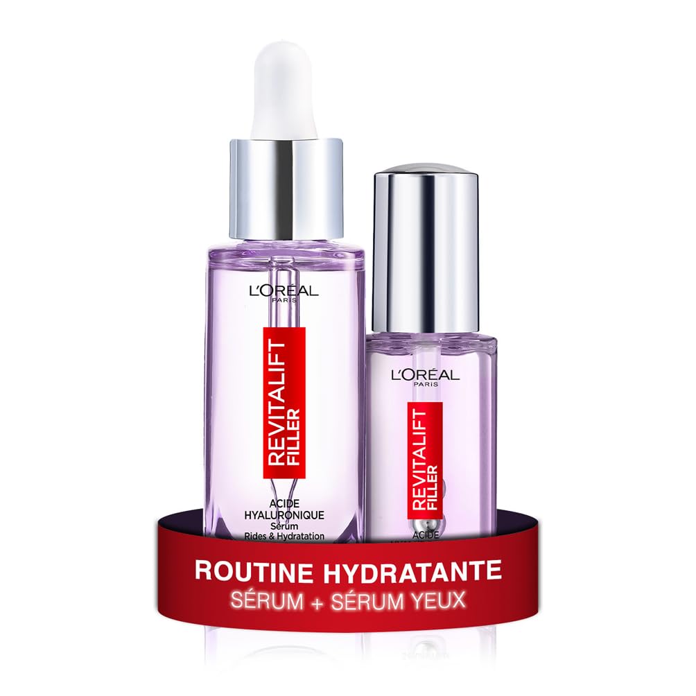 L'Oréal Paris Coffret Revitalift Filler Sérum Anti-Rides Acide Hyaluronique 30 ml + Revitalift Filler Sérum Yeux à L'Acide Hyaluronique et à la Caféine 20 ml