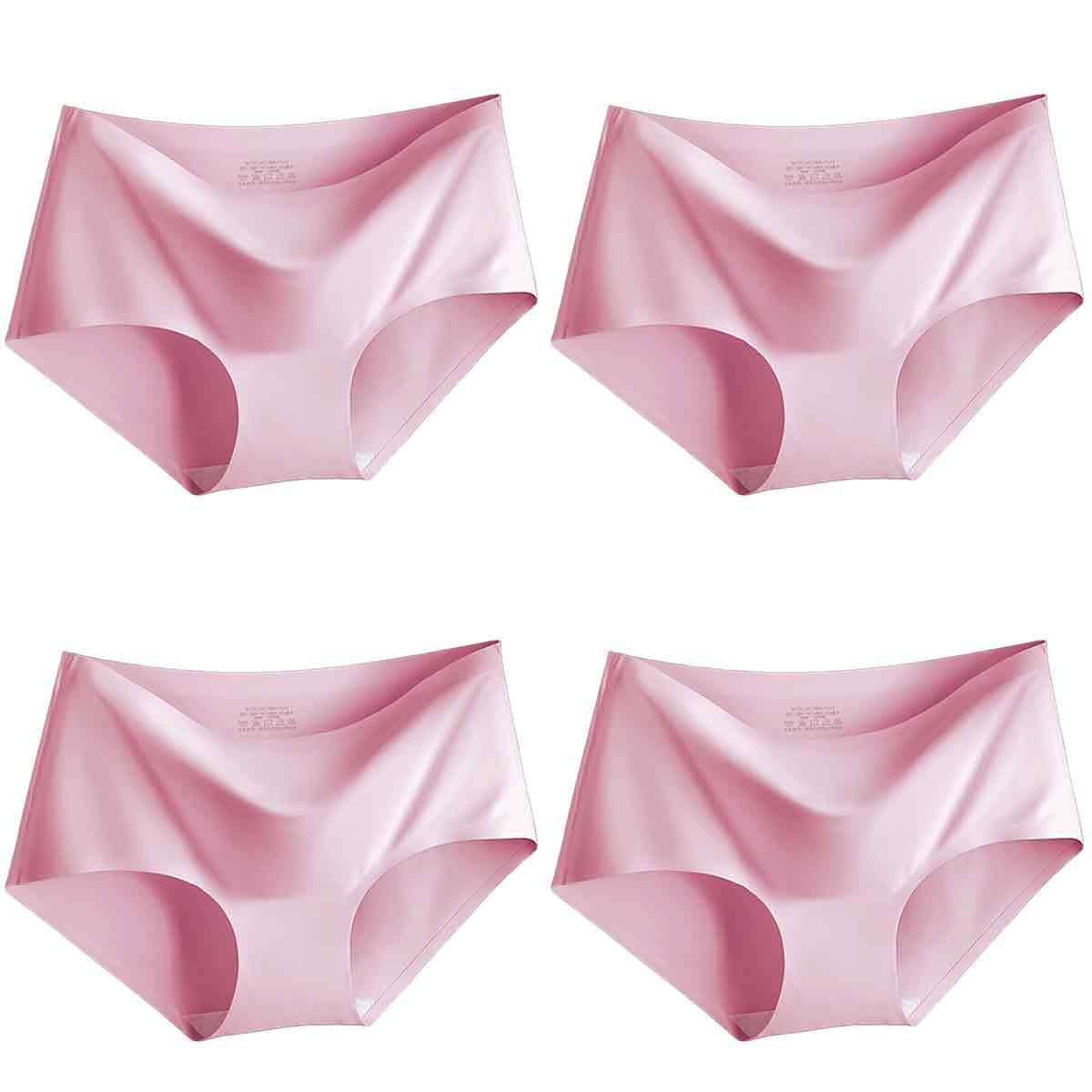 Womens Ice Silky Underwear Sexy Seamless Panties Low Waist Ladies Hipster Bikini Briefs (as8, numeric, numeric_6, numeric_8, regular, regular, Light Pink)