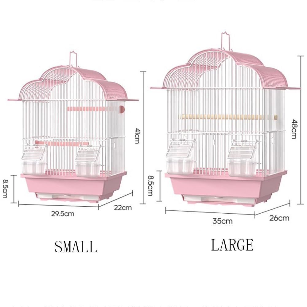 Jaula para pájaros, Jaula para Loros, casa para pájaros, Villa, cajón, chasis, Puertos de expansión, asa, cacatúas, periquitos, gorriones de Java, Jaula de Viaje para pájaros (Rosa, pequeña)