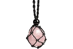 Natural Healing Crystal Quartz Pendant Necklace with Hand-Woven Cord