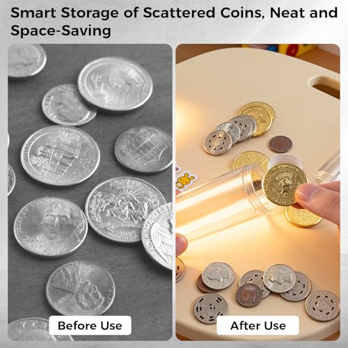 Tubos plásticos transparentes para monedas 36 pcs miniatura 4