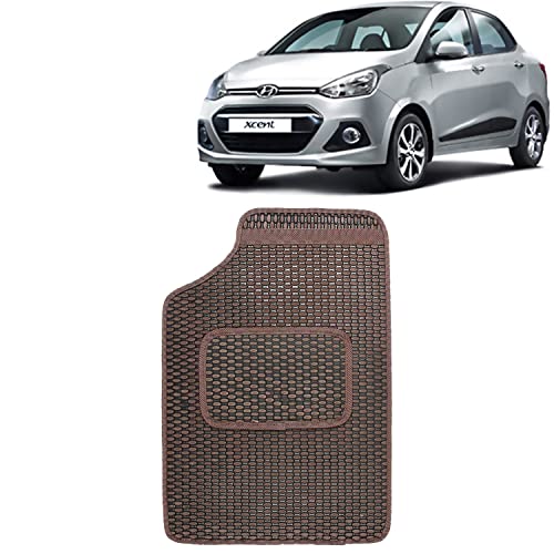Image of Kingsway Dotted Design Car Floor Foot Mats Universal Fit for Hyundai Xcent, Model Year : 2013-2017, Water and Dustproof, Color Brown, Set of 5 Pieces