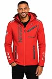 Geographical Norway Giacca Softshell Uomo Royaudb Dsitribrands Production Impermeabile Antivento con Cappuccio per Outdoor Trekking Sci Autunno Inverno Primavera Resistente e Comoda (Rosso Nero L)