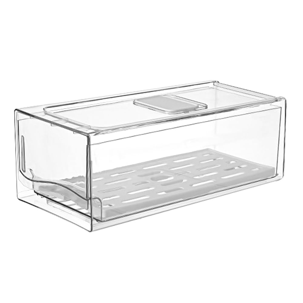 Grendly Refrigerator Organizer Bins with Pull Out Drawers Fridge Produce Drawer Set for Save Vertical Space Easy to Use