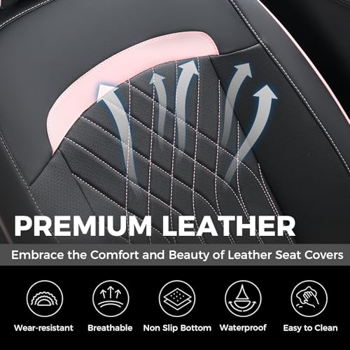 Image of FLORICH Car Seat Covers Front Seat, Leather Seat Covers for Cars, Waterproof Car Seat Protector Breathable, Front Seat Covers for Cars, Automotive Seat Covers Universal Fit for Most SUV Pick-up Truck