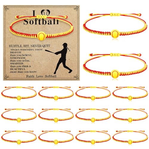 12 Sets Sports Charm Bracelets Bulk with Inspirational Card for Sports Party Favor Team Group Player Gifts