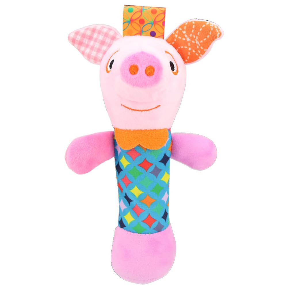 Baby Plush Baby Hand Chime Rattle - Gentle Sensory Toy for Newborns and Infants - Cute Baby Handheld Chime Rattle Toy, Pig