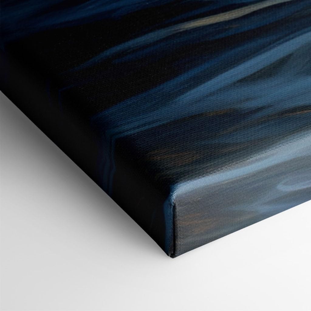 Canvas for Living room. Moonlit Majesty: The Serene Beauty of a Tranquil Sea at Night, 27 x 18 inch Canvas Wall Art - Contemporary Masterpieces - Modern Home Decor - 69x46 cm (27x18 inch)