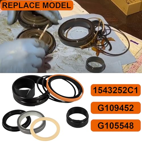 Image of G109452 G105548 1543252C1 Hydraulic Cylinder Seal Kit Fit for Case 350 350B 450 450B 480 480C 480E 580C 580D 580E 550G Loader Bucket Tilt /Bucket Ripper Dipper(Rod: 1.50 inch, Bore: 3 inch)