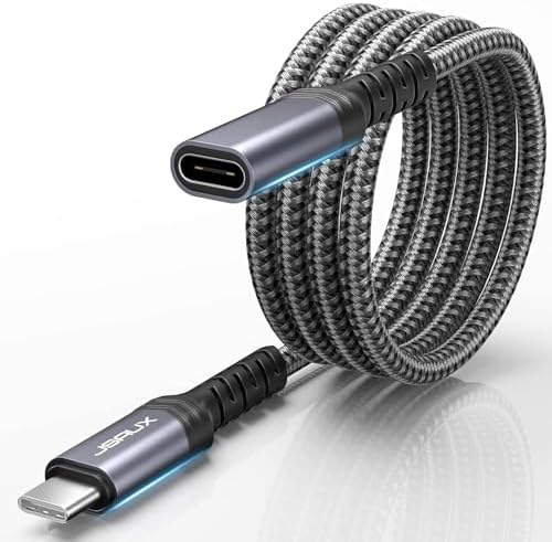 JSAUX USB C Extension Cable 6.6FT, USB C 3.2 Extender Cord [Male to Female] Support PD 100W/5A | 10Gbps Sync Transfer | 4K Video | Compatible with iPhone 16/15/Pro/Max, USB C Hub, MacBook, Steam Deck