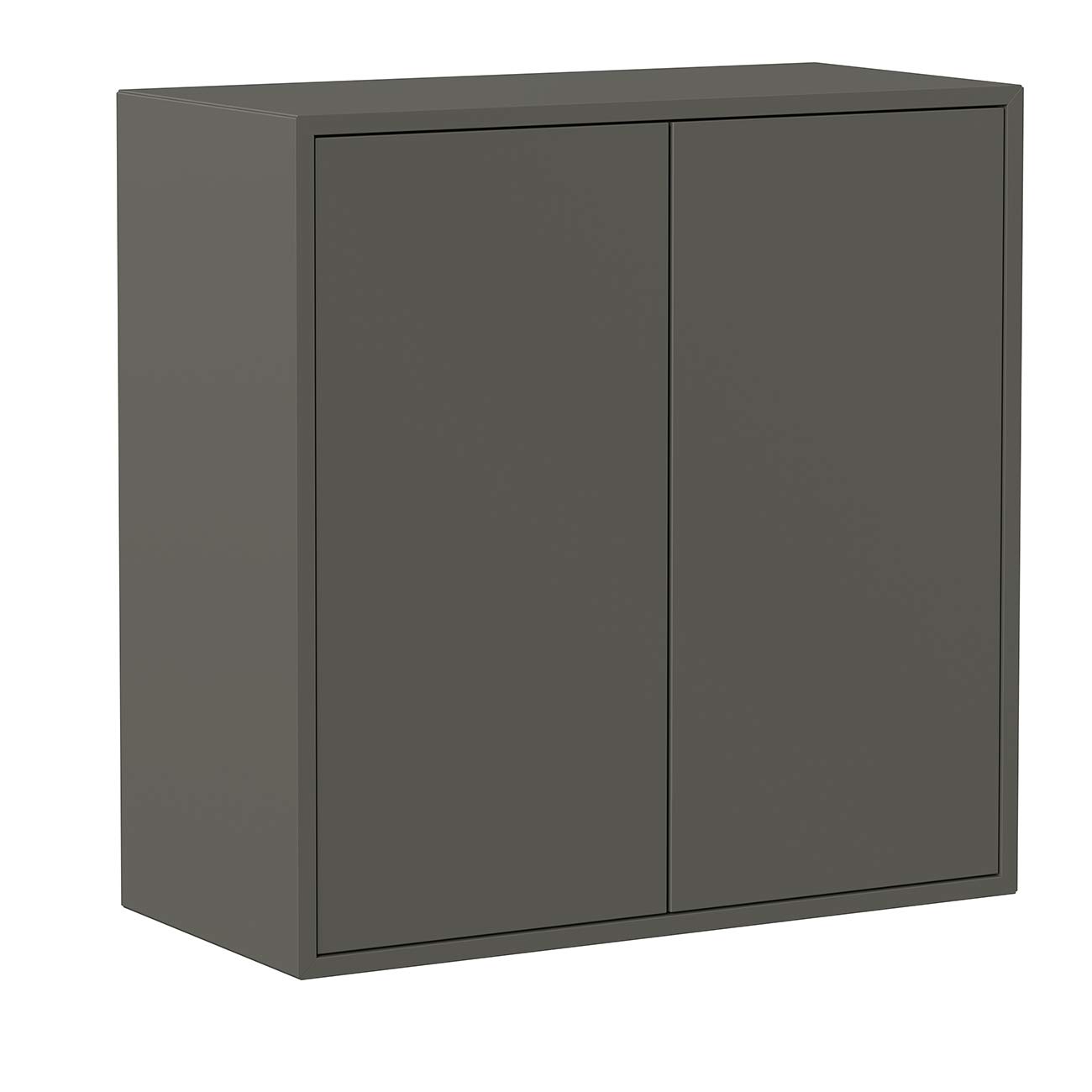 Iconico Home QBE Cubo da parete, 1 ripiano, con 2 ante apertura a pressione, Ingresso, Soggiorno, Camera da letto, Cameretta ragazzi, Studio, 75x35xh75 cm, Grigio scuro