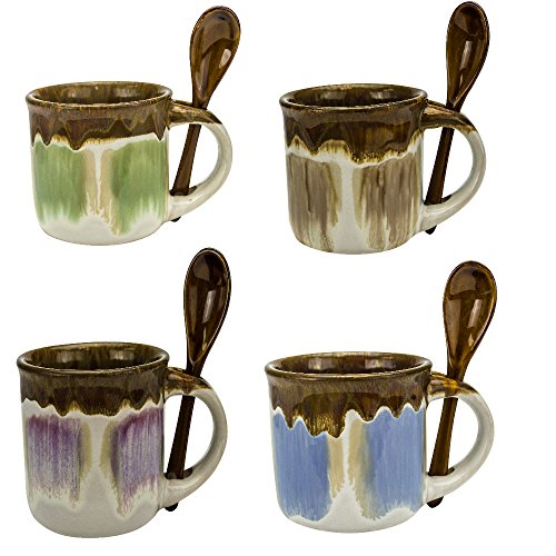 Rockin Gear Mugs Espresso Cups Set of 4 Ceramic 5 oz Small Coffee Mug, Novelty Glazed Tea Coffee Cups Hot Drinks