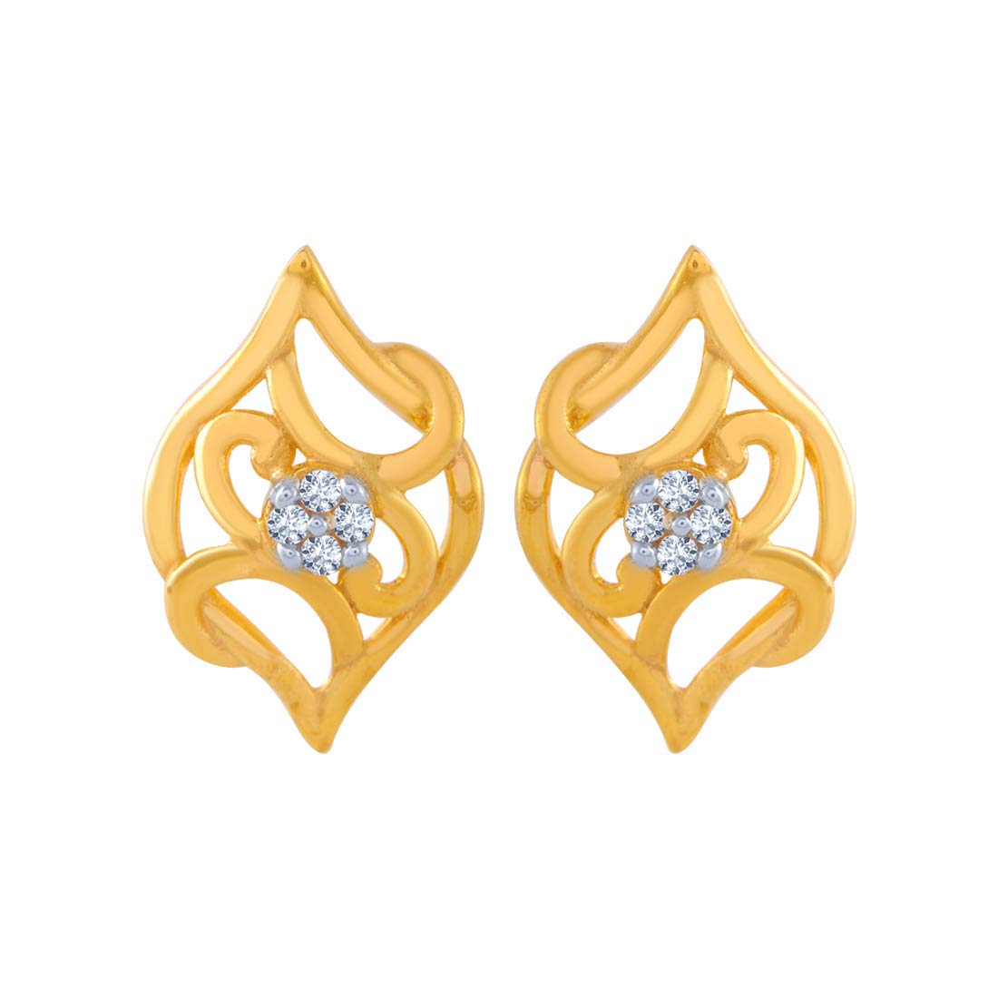 P.C. Chandra Jewellers 14k (585) Yellow Gold and American Diamond Stud Earrings for Women (B082DV4RC9) Amazon Price History, Amazon Price Tracker
