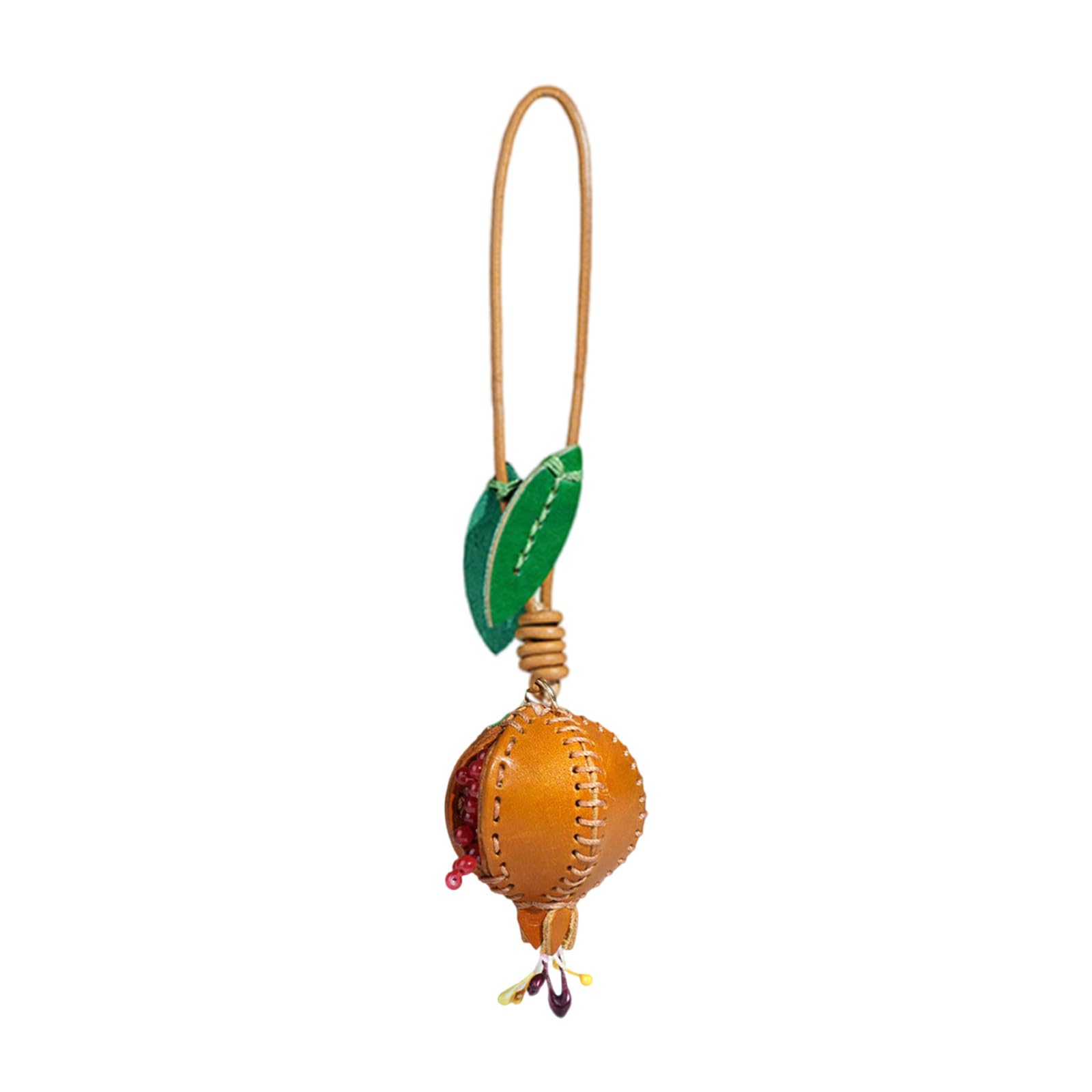 Yanwuwa Women's B Leather Pomegranate Holder Accessory Unique Pomegranate Shaped Leather Keyring For Students And Adults Pendant