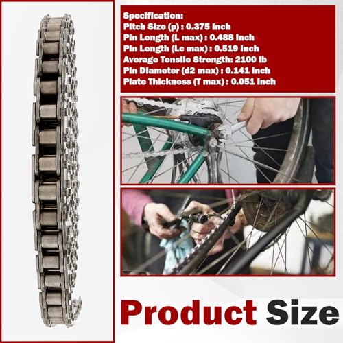 Image of #35 Roller Chain 10 Feet with 2 Connecting Links Fit for Go Kart Mini Bike