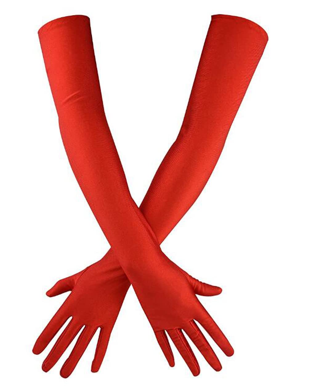 Samheng Women's Red Satin Elbow Length Evening Gloves - Bridal & Fancy Dress Gloves For - 1920S Style