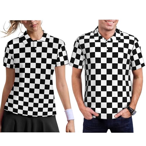 Funny Matching Couple Golf Shirts Short Sleeve Polo Shirts Moisture Wicking Unisex Hawaiian Outfits for Men Women