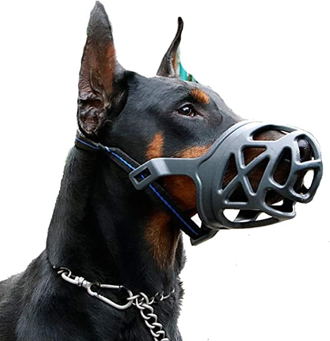 Woofy Dog Mouth Cover Muzzle Guard with Adjustable Strap Buckle Muzzle Ideal for Stopping Biting, Barking and Chewing Aggressive Dog Big Size - Black (No-5, X-Large)