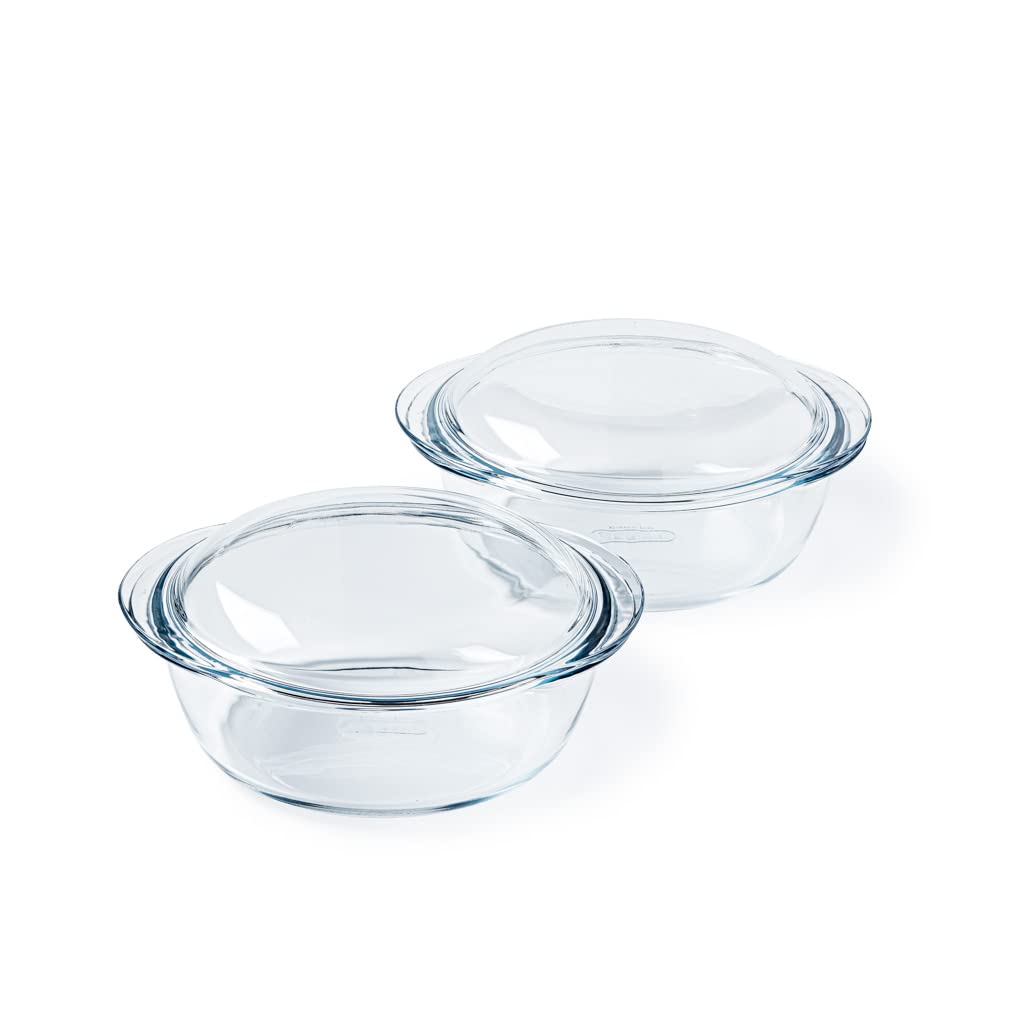 Pyrex® Collection 4 en 1| Cocotte en verre borosilicate | Lot de 2 | Cuisson vapeur, cuisine rapide et savoureuse, compatible micro-ondes et lave-vaisselle (Lot de 2 cocottes 2,3L)