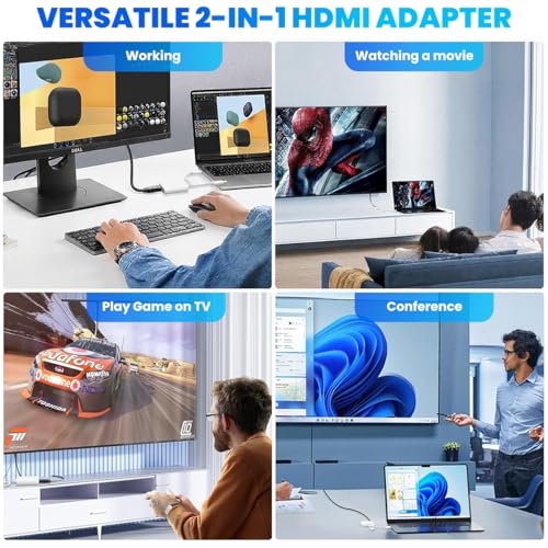 Image of Verilux 2-in-2 Type C to HDMI Adapter with USB-C & Lighting to Hdmi & Type C