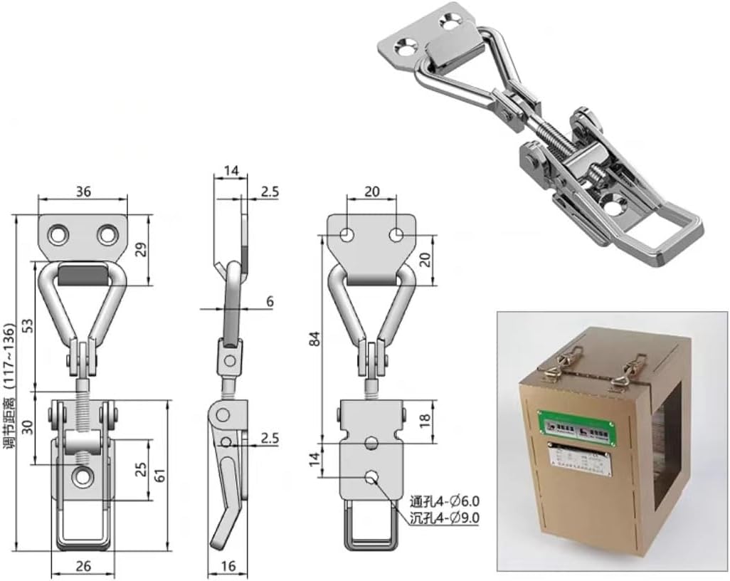 EFARMA Spring Toggle Latch Hasp,Catch Clamp Clip, 1pcs Toggle Clamp Latch Heavy Duty Toggle Latch Metal Toggle Lock Metal Toggle Catches Toggle Latch Clamp Fasten Luggage Lock (Color : N) (Color : J)