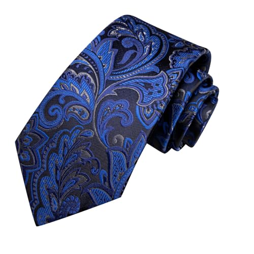 Image of Dubulle Mens Paisley Floral Silk Tie for Men Striped Necktie and Pocket Square Cufflinks Set Wedding Business