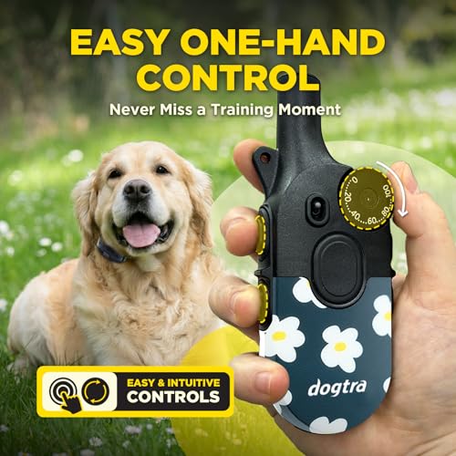 Image of Dogtra 200iQ Remote Training E Collar - 100 Levels, Tone, Vibration, 1 /2 Mile Range - Compact, Waterproof, One-Handed Control for Dogs 10 lbs+ - Lightweight Design for Daily Training - Flower Power