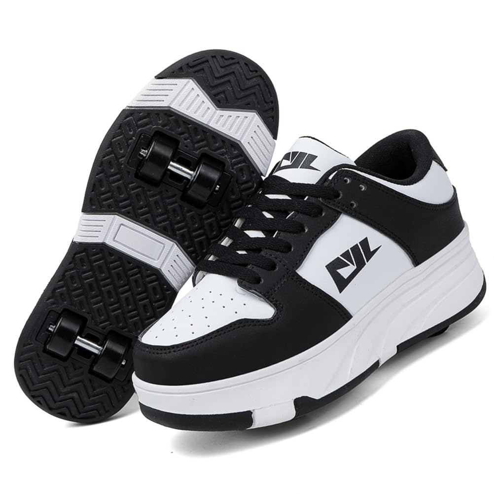 Schuhe mit Rollen für Kinder – 2-in-1 Rollschuhe und Turnschuhe für Jungen & Mädchen, verstellbare Skateboardschuhe