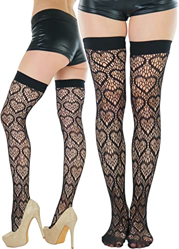 Image of ToBeInStyle Women's Cute Romantic Love Heart Print Thigh High Stockings