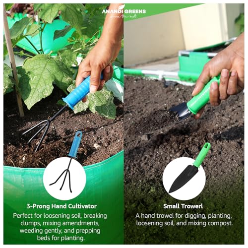 Image of Anandi Green's Metal Agriculture Garden Spectacular Heavy Duty Plastic Handle Gardening Tools Set for Gardening (Multicolor Tool PO5)