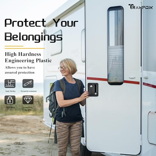 Image of Engineering Plastic Camper Door Lock, Camper Door Handle Latch Replacement, Fit 3.65 inch x 2.95 inch Lock Hole, RV Door Lock for Travel Trailers,Entrance Front Door, Pack of 5 Different Keys