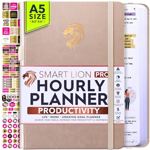 Image of Hourly Planner - Undated Daily, Weekly & Monthly Planner with Budget Section | A 12 Month Journey to Increase Productivity & Happiness | Life Organizer & Gratitude Journal - Vertical Format