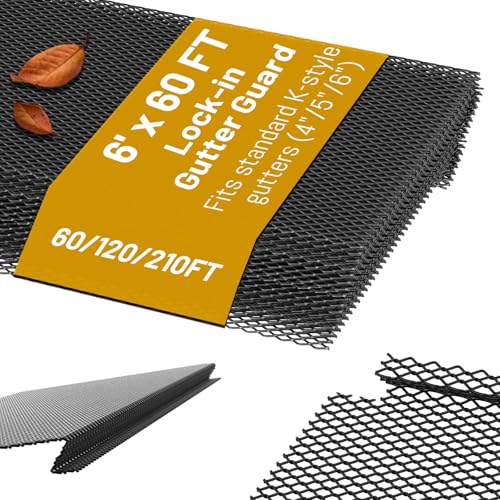 60 ft Gutter Guard (20 Pack) - 6 Inch Black Coated Steel Micro Mesh - Fits 4 or 5 or 6 Inch K Style...