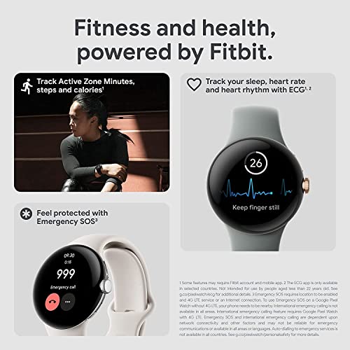 Google Pixel Watch – Android smartwatch with activity tracking – Heart rate tracking watch – Polished Silver Stainless Steel case with Charcoal Active band, LTE (Renewed) - Image 3