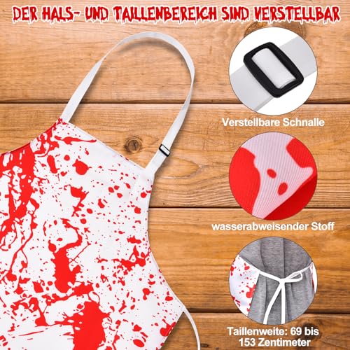 QIURUYUE Halloween Schlächter Kostüm Einstellbar XL-5XL, 10 Tattoo – Ansicht 4