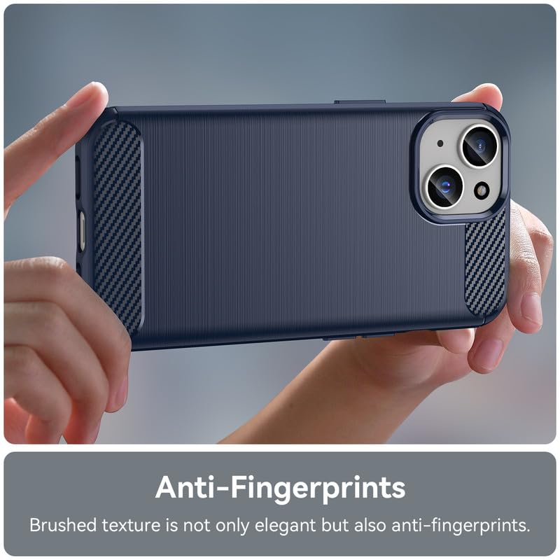 Image of Hybrid Carbon Fiber Back Case for iPhone 15 Plus (Blue)